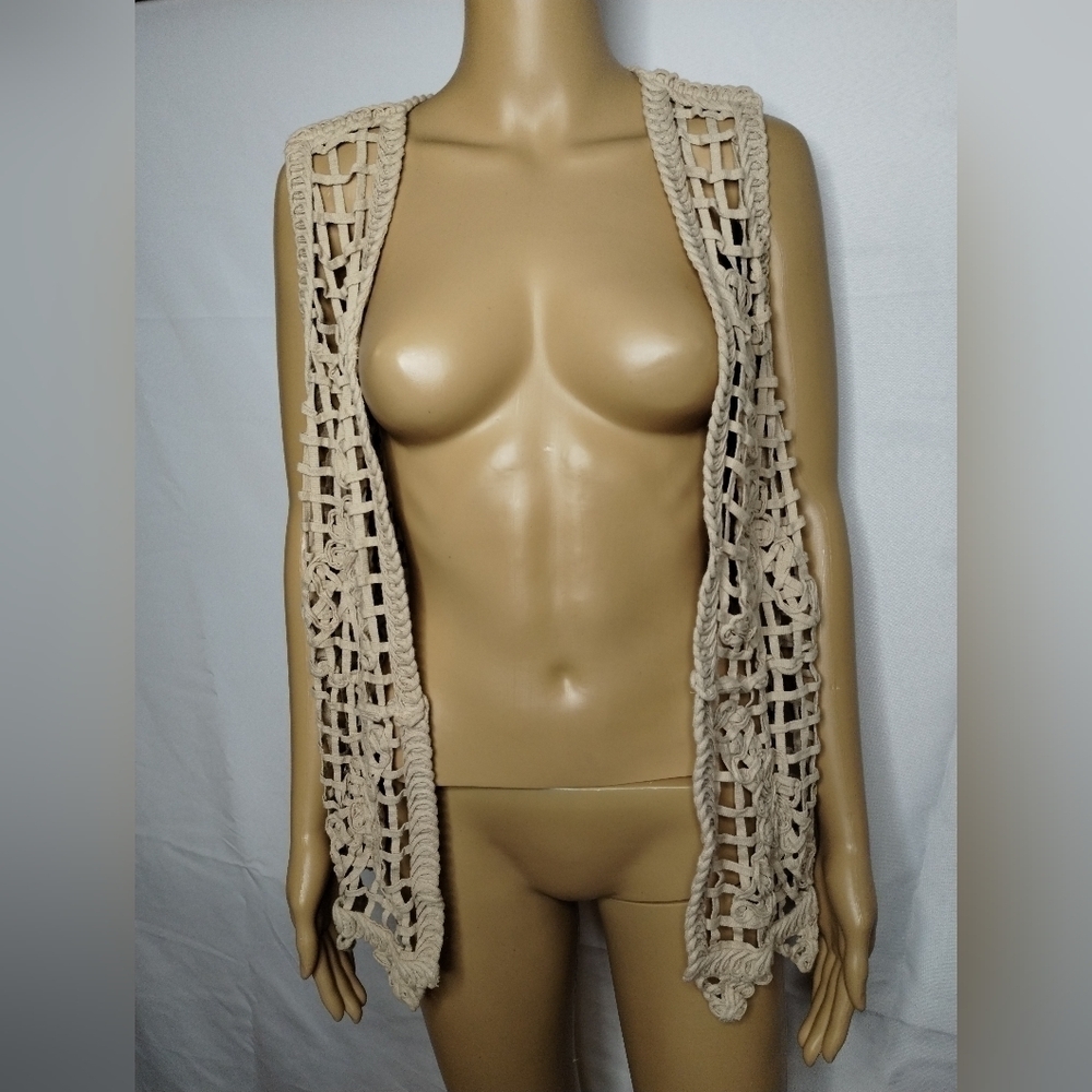 Cato Womens Open Front White Crochet Cottage Core Boho Size XL Beautiful!